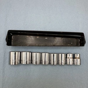 "Juego de enchufes métricos vintage Craftsman -V- EE. UU. 8 piezas 12 piezas 3/8"" unidad 9-19 mm con bandeja" - Imagen 1 de 10