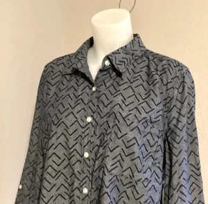 Kim Rogers Button Down Top Bluse Damen Größe XL Blau Denim Roll Tab LS Kragen - Bild 1 von 16