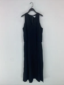 Helmut Lang Black Sleeveless Silk V Neck Evening Long Dress Size UK 10 New - Picture 1 of 8