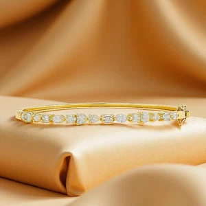 Bracelet Certified Lab Grown 14k Yellow Gold 2.50 Carat Multi pal shape Diamond - Picture 1 of 10