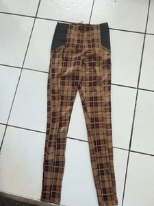 River Island Womens Woven Check Leggings - Beige - UK 10R RRP £22.00 - Picture 1 of 4