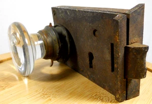 vintage door glass knob and mortise skeleton key lock retro hardware for parts - Picture 1 of 16