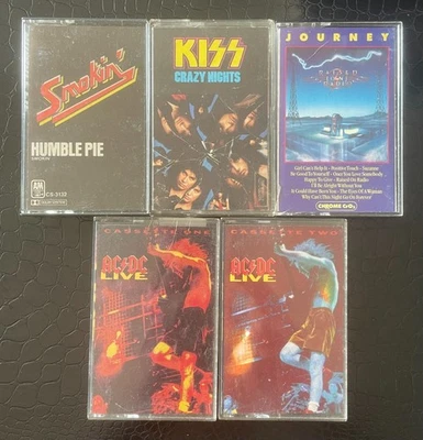KISS Crazy Nights AC/DC LIVE HUMBLE PIE Smoking’ JOURNEY 5 Cassettes Tapes VG - Image 1 of 2