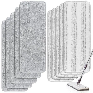 Microfiber Mop Cleaning Pads Flat: 10 Packs 13" X 4.9" Washable Pads for Floo... - Picture 1 of 8