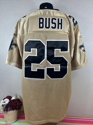 Мужская золотая футболка Reebok NFL Equipment New Orleans Saints Reggie Bush No25 размер США 56 - Изображение 1 из 4