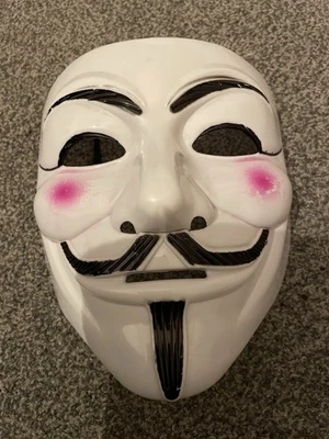 Máscara Anonymous / Guy Fawkes - Máscara de disfraz de plástico blanco - Nueva Foto 1 de 4