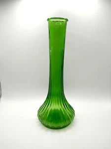 Vintage Hoosier Green Squatting Vase  Farm House Art Deco Ribbed - Picture 1 of 5