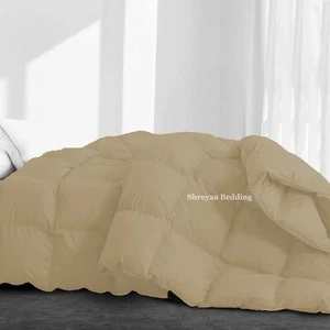 Awesome Down Alternative Comforter+Sheet Set Cal King Size Taupe Solid - Picture 1 of 12