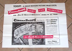 RARE 1953 MARILYN MONROE HOW TO MARRY A MILLIONIARE PROMOTIONAL MOVIE POSTER - Picture 1 of 8