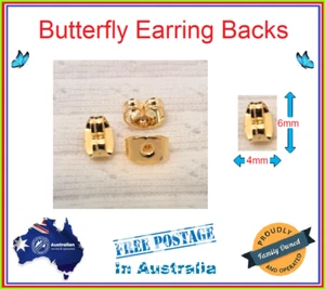 10-1000 Gold Butterfly Earring Scroll Stud Backs Backings Hypoallergenic Stops - Picture 1 of 10