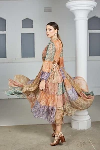 Vestido Zimmermann Brighton Patchwork Estampado de Cachemira Seda Midi Talla 0-XS/S Revestimiento - Imagen 1 de 24