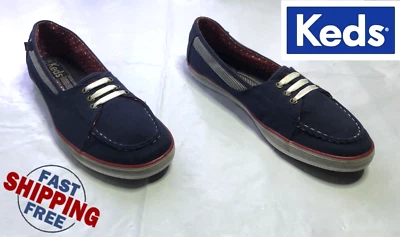 Mocassim Keds Feminino WF47799 Tamanho 7 Azul Vermelho Branco Moda Tênis - Imagem 1 de 4