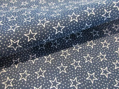Stars and Dots Navy Blue and White Quilter's Showcase Cotton Fabric BTY - Image 1 of 4