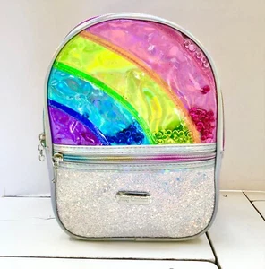 Juicy Couture Small Backpack Rainbow Glitter Silver Vinyl Kids Girls Brand Name - Bild 1 von 12