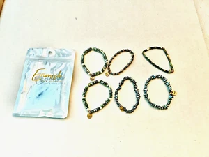 Erimish 6 Piece Set in shades of Green, White and Gold, preowned - Picture 1 of 2