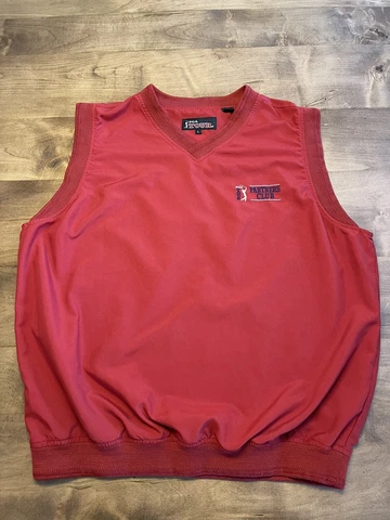 PGA Tour Partners Club Men's Large V-Neck Red Sleeveless Golf Wind Jacket Vest Cover