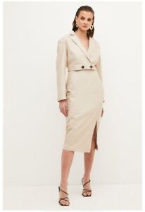 Karen Millen Leather Tuxedo Pencil Dress NWT-Retail $858 US6/UK10-dvf-alc-wang