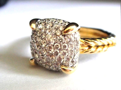 $4250 ANILLO DAVID YURMAN ORO 18/K CHATELAINE COJÍN DIAMANTES Foto 1 de 4