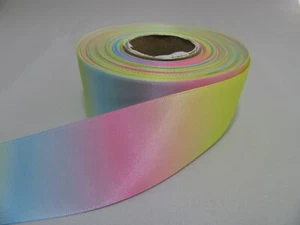 3mm 10mm 15mm 25mm 38mm 50mm Light Pastel Rainbow Unicorn Satin Ribbon Foil shim - Picture 1 of 7