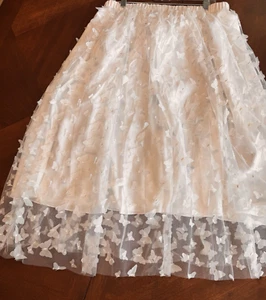 White Tulle Skirt Flocked Butterfly with Elastic Waist Tutu SZ XL New - Picture 1 of 7