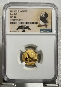 China 2016 50 Yuan 3-g .999 Gold panda coin, NGC MS70, Panda Label - Picture 1 of 2