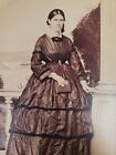 Civil War Era CDV Photo ☆ Stern Woman Full Length Dress with Book Mourning
