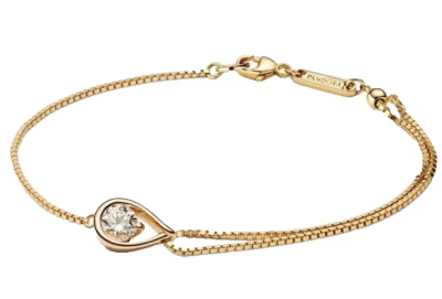 Pandora Infinite 14k Gold Lab-grown Diamond Double Chain Bracelet 552183C01 SZ 3 - Image 1 of 4