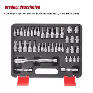 1/4 & 3/8" Drive HEX and Torx Bit Socket Set Ratchet Wrench Tools Craftsman 42pc - Picture 1 of 5