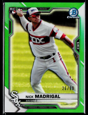 2021 Bowman Chrome #7 Nick Madrigal Green /99 - Image 1 of 2