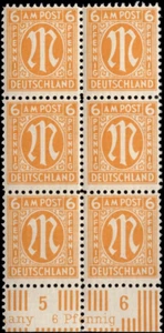 SAVOYSTAMPS - Germany-Allied Issued Occupational Post WWll-6 P-Block of 6-MINT - Picture 1 of 1