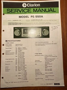 CLARION PE-550A AM/FM STEREO RECEIVER ORIGINAL SERVICE REPAIR MANUAL - Picture 1 of 1