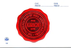 VINTAGE BANK SECURITY SEAL CHARTERED BANK OF INDIA AUSTRALIA & CHINA AT KARACHI - Picture 1 of 1