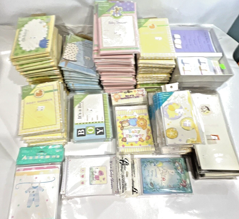 Baby Shower & Baby Arrival Invitations Cards Large Mixed Lot (150 Multi-Packs) - Image 1 of 4