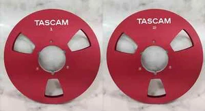 One Pair Red TASCAM 10.5'' 1/4 Aluminum Reel to Reel Tape Reel RE-1400 - Picture 1 of 5