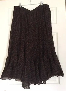 Women Brown Animal Print Diagonal Tiered Skirt SZ: 24W. NWOT - Picture 1 of 6
