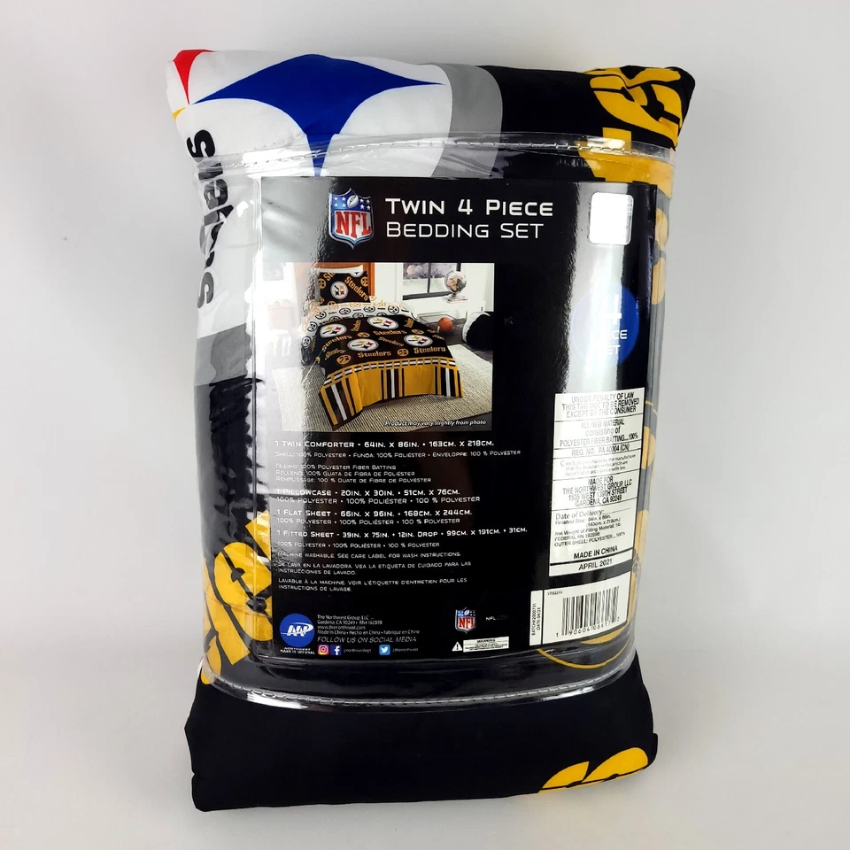 Pittsburgh Steelers Set NFL 5pc Bed Bag Sheets Queen Team Bedding