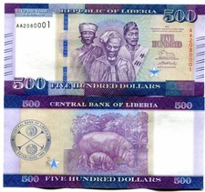 LIBERIA 500 DOLLARS 2016 2017 P NEW UNC