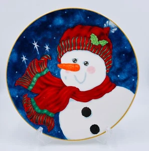 Piatto Decorativo Pupazzo di Neve Notte Natale 12,5" Non Sicuro per Alimenti - Foto 1 di 4