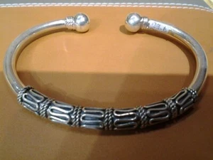 Brazalete brazalete brazalete vintage de plata de ley 925 tejido extremo abierto ajuste 7,0" - Imagen 1 de 8