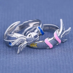 Digimon Adventure Angemon Angewomon Ring Jewelry Cosplay 925 Silver N - Picture 1 of 6