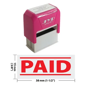 PAID w. 2 Bars - JYP 4911R Self Inking Rubber Stamp (RED INK) - Picture 1 of 3