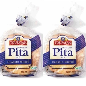 Toufayan Classic White Pita Bread | Vegan | Kosher (2 Pack, 12 Pitas Total) - Picture 1 of 3
