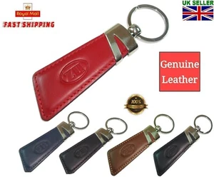 Leather Keyring Fob Key Fabulous Genuine Red Brown Black Navy - Picture 1 of 5
