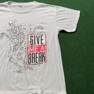 Vintage Skeleton Shirt Mens XL White 80S Give Me A Break Bones Tee USA 50/50 - Picture 1 of 6