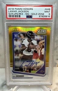 2018 Panini Honors Lamar Jackson GOLD ZONE PRIZM SSP /25 RC Rookie Auto PSA 9 🔥