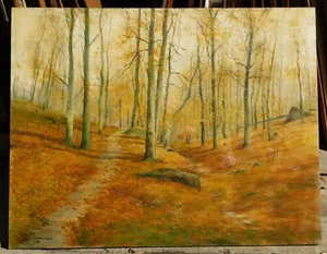 George Howell Gay 1858-1931 oil painting 28 x 36 forest scene - Picture 1 of 4