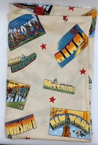 Karen Jarrar Cotton fabric 3.7 Yards 45"X134" States Graphics Yellow/Multicolor - Picture 1 of 5
