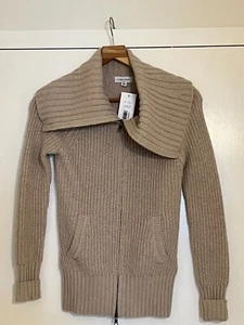 Cárdigan rasgado vintage Calvin Klein único escote asimétrico beige XS NUEVO CON ETIQUETAS - Imagen 1 de 13