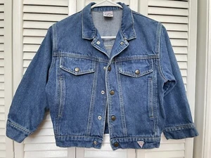 Vintage Baby Guess 80s-90s Jeans Triangle Logo Denim Jacket Girls/Boys XL 6/7 - Picture 1 of 6