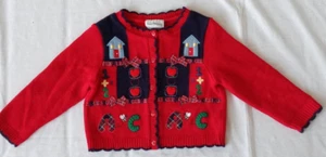 Vtg Rare Editions Girls Red School Days Knit Cardigan Sweater Size 4T Acrylic - Picture 1 of 10